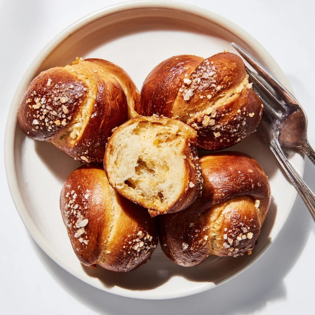 Warme, weiche Mini-Soft-Prezel mit goldbrauner Kruste, ideal für Snacks.