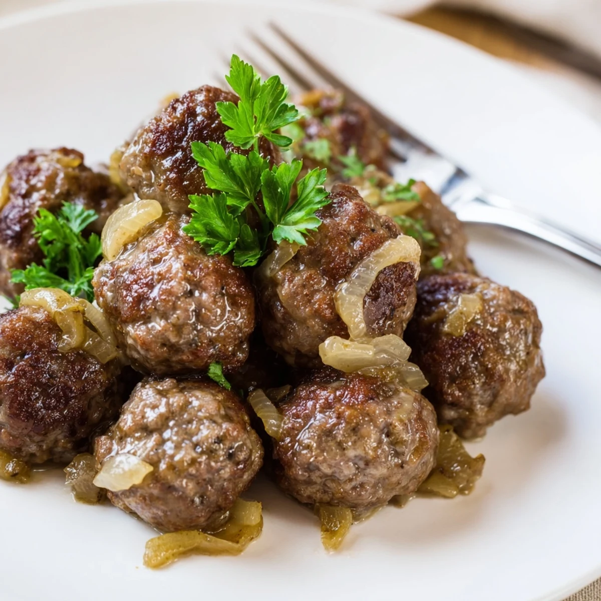 Herzhafte Fleischbällchen Zwiebel Pfanne #18