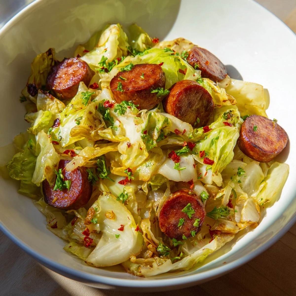 Knuspriger Kohl mit Wurst