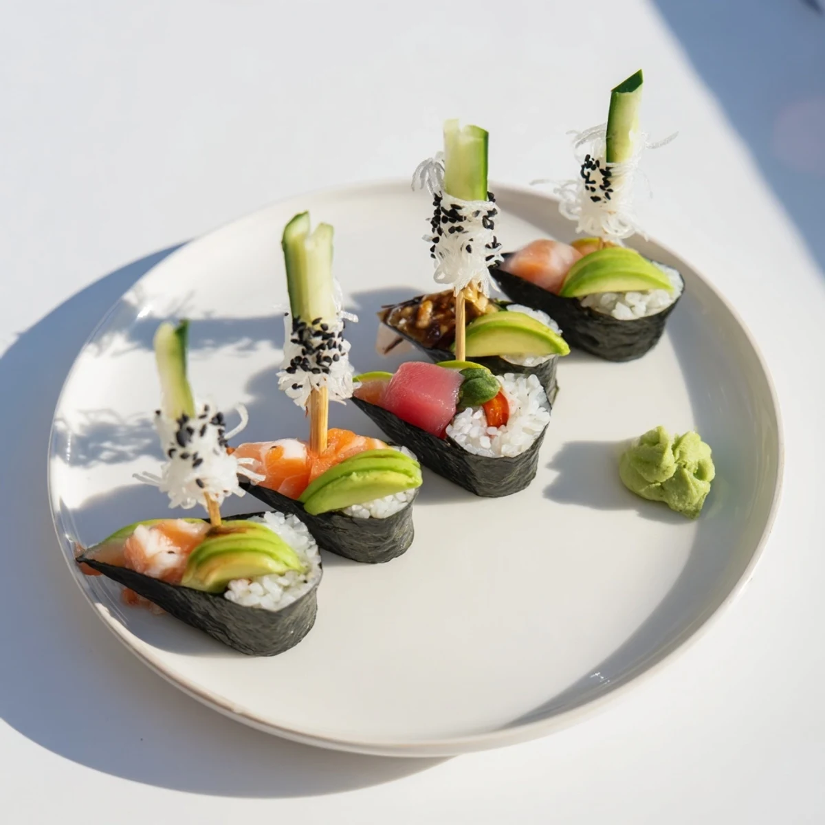 Absolutely! Here are three unique, SEO-optimized ALT image texts for the "Sushi Sailboats at Sea" recipe, tailored for a U.S. food blogging audience: