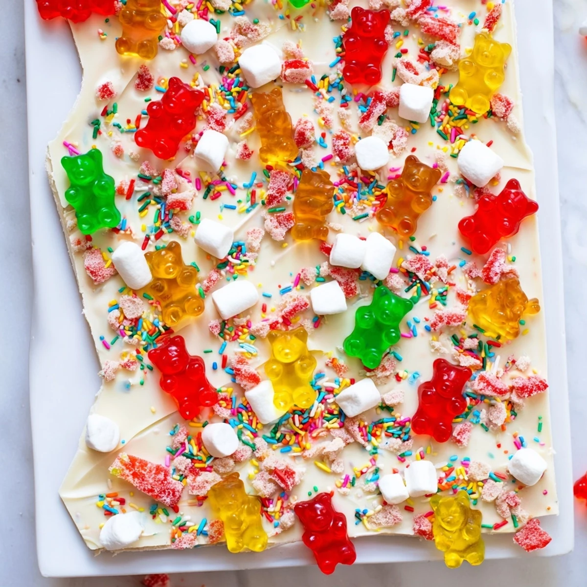 Knusprige und farbenfrohe Gummibärchen und Zuckerstangen, perfekt als süße Nascherei für Kinder.