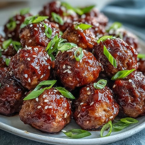 Ofen-gebackene Spicy Chili Honey Turkey Meatballs imOfen mit glasiertem Honig-Sriracha-Sauce Serviert auf Reis für ein würziges Abendessen