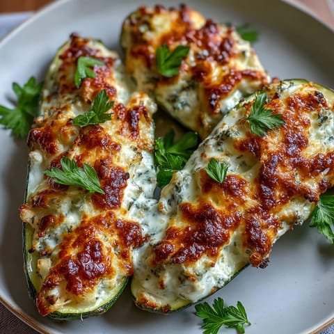 Cremige Knoblauch Hähnchen Zucchini