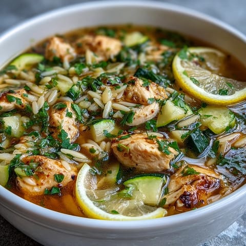 Zitronen Hähnchen Zucchini Orzo