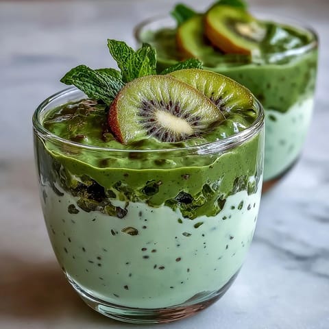 Kiwi-Limetten-Chia-Pudding-Tassen mit cremiger Konsistenz und frischen Fruchtaromen.