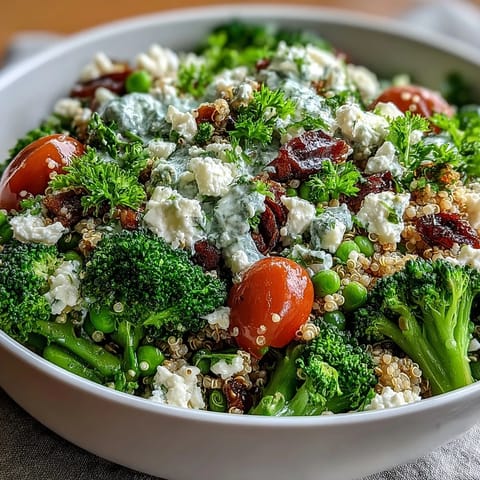 Brokkoli Erbsen Feta Quinoa