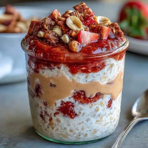 Erdbeer PB&J Overnight Oats