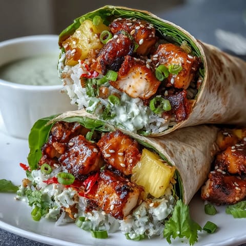 Ananas Hähnchen Reis Wraps
