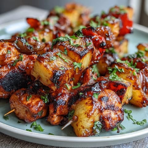 Gegrillte Ananas Huhn Spieße #390