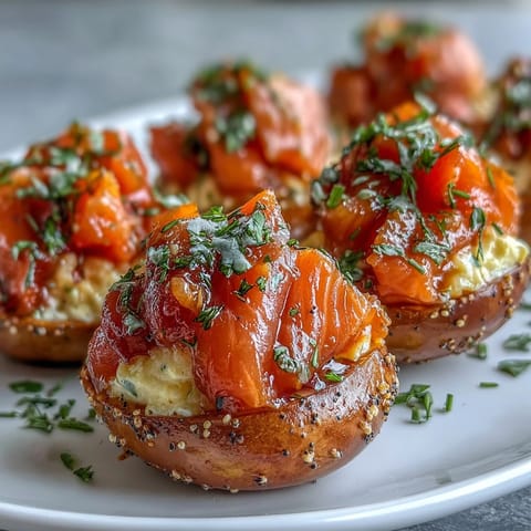 Klassische gefüllte Eier mit geräuchertem Lachs und Everything Bagel-Gewürz. Perfekt für Brunch oder festliche Anlässe.