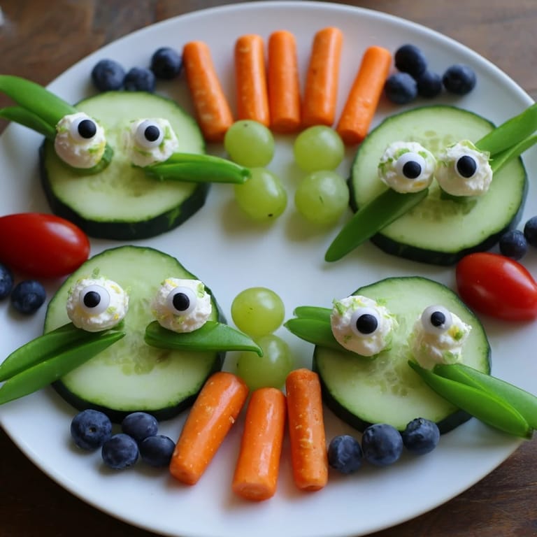 This vibrant Frog Pond Snack Tray features whimsical frog-shaped cheese on a playful platter.