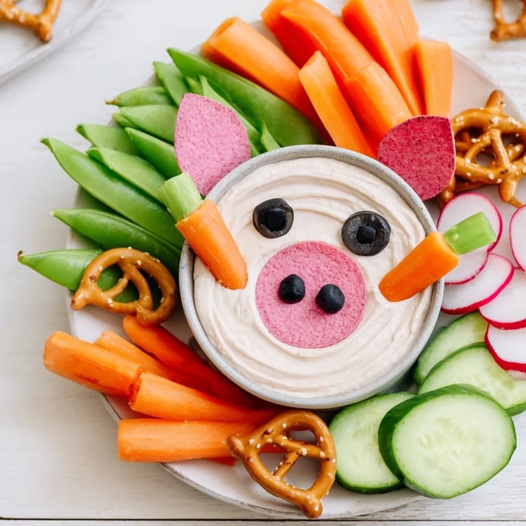 A charming photo of the Piggy Face Dip Bowl, perfect for parties and kid-friendly snacking.