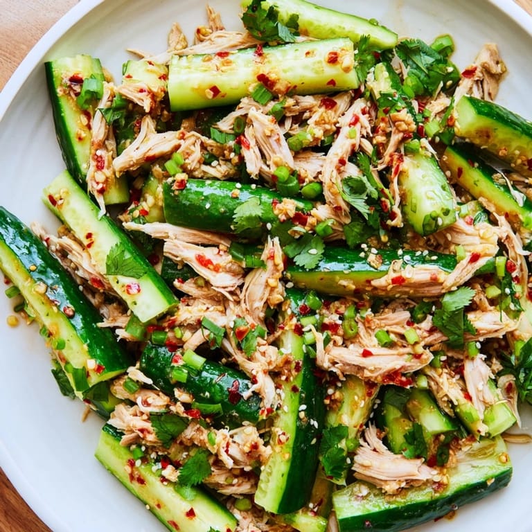 Ready-to-eat Whole Cucumber Logan Salad, a refreshing and quick gluten-free main course.