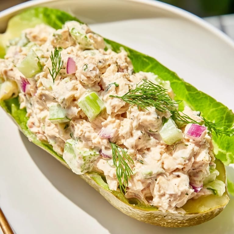 Close-up photo of a fresh Pickle Sandwich, showcasing the juicy chicken salad filling and crisp pickles.