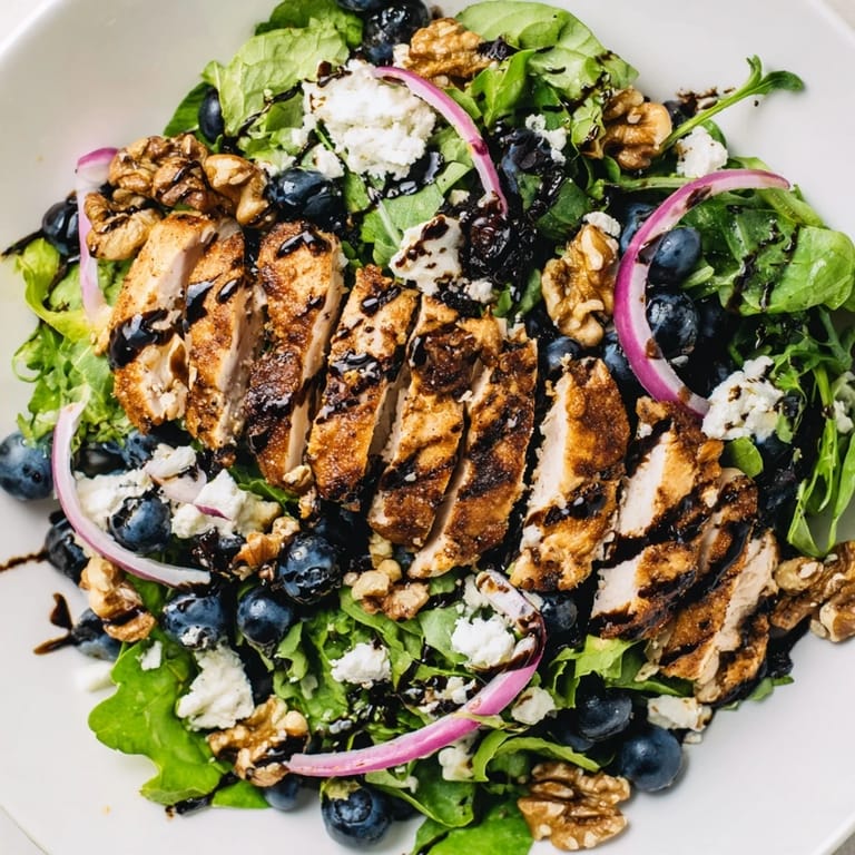 Juicy blueberries and sliced chicken in this flavorful goat cheese chicken salad recipe.