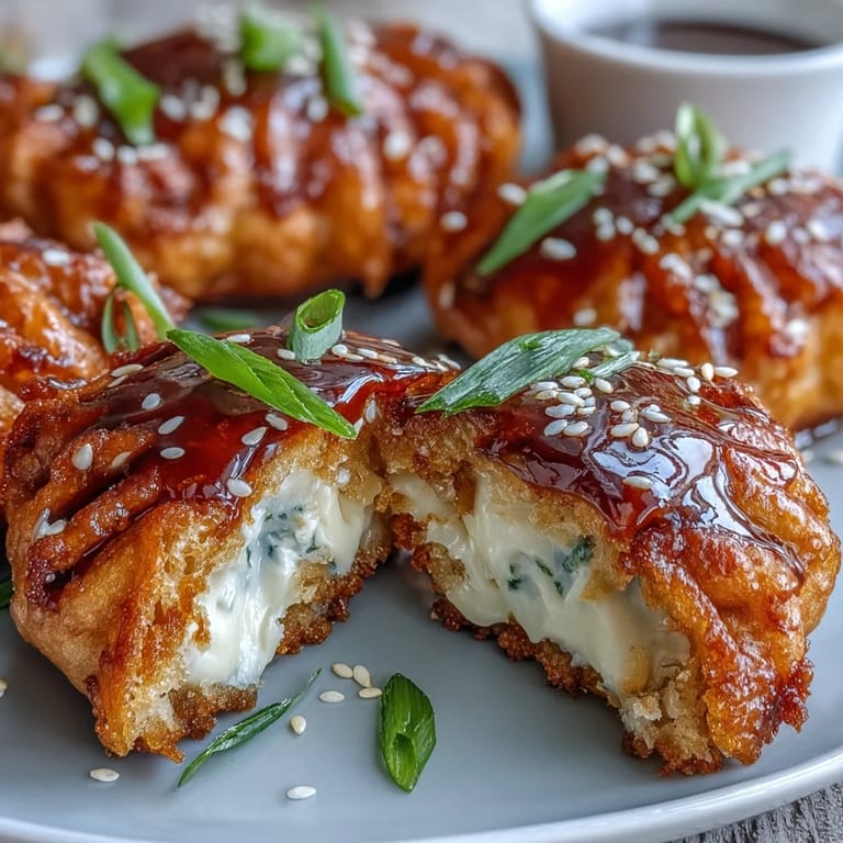 Freshly cooked Chīzu Imomochi glistening with a savory glaze, arranged with scallions for an appetizing snack.