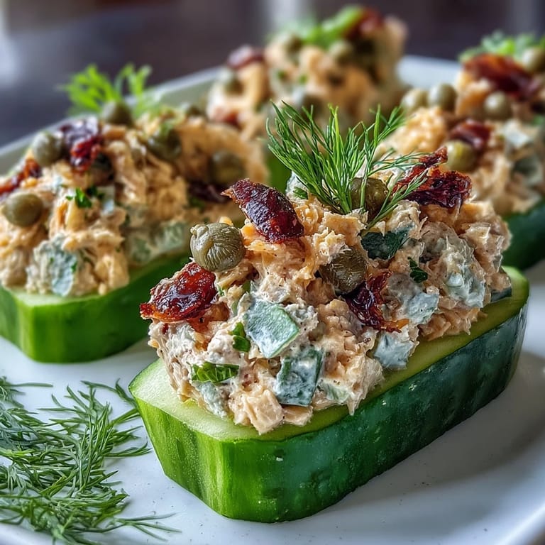 3. Proteinreiche vegane Kichererbsensalat-Gurkenboote mit knackigem Gemüse und frischem Dill