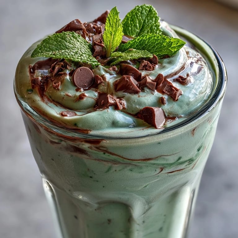 2. Reichhaltiger Schokoladen-Protein-Shake mit kühlender Minze und natürlicher Süße von gefrorener Banane – ein gesunder Genuss.  