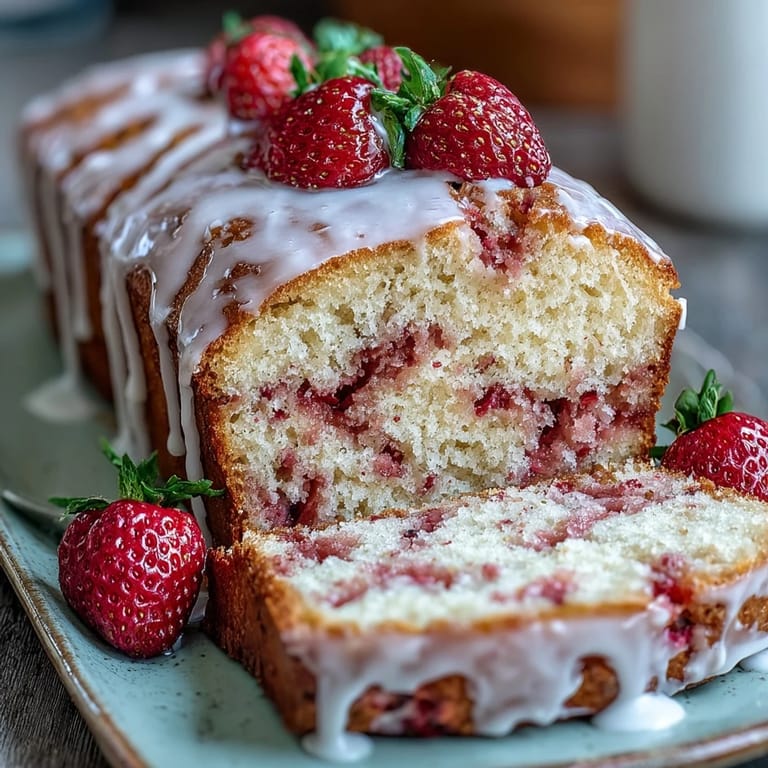 2. Dieser saftige Erdbeerschwirl-Pfundkuchen mit cremiger Glasur bietet eine köstliche Kombination aus fruchtiger Süße und zarter Textur.