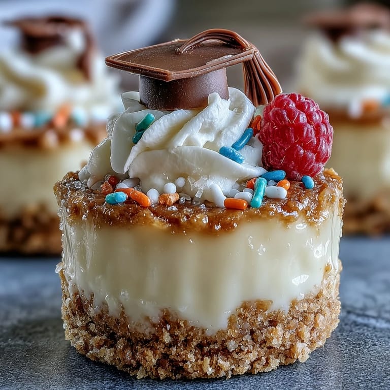 3. Kleine, köstliche Cheesecake-Bissen mit Graham-Cracker-Boden, ideal als süßer Party-Happen zum Abschluss.